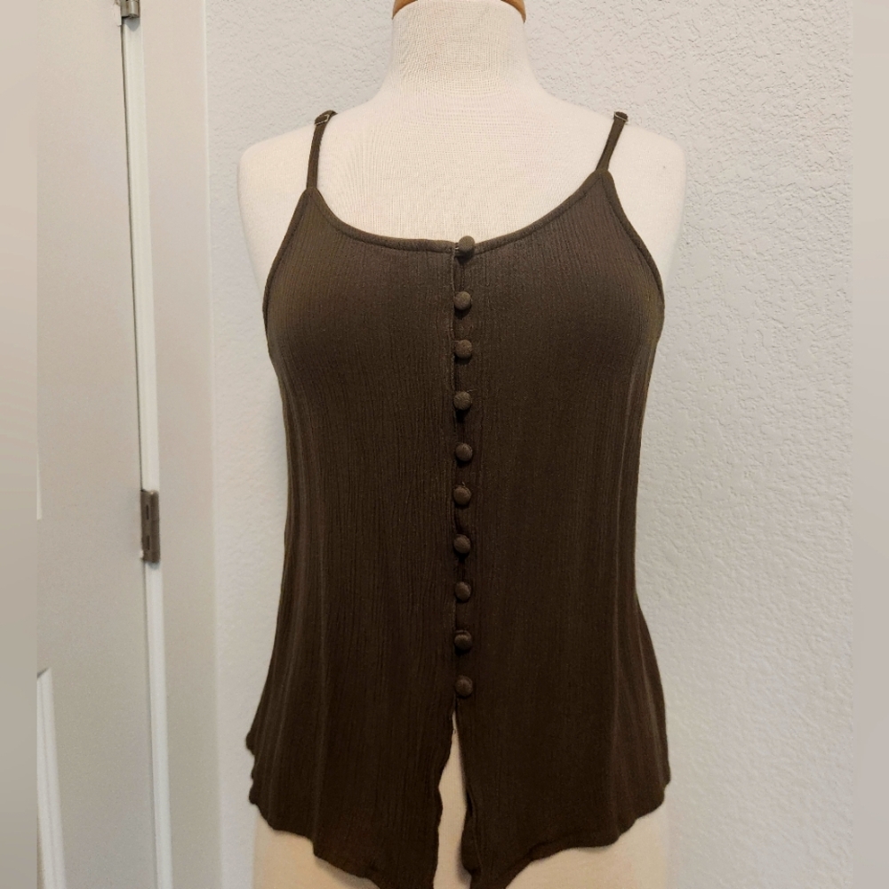 Chic Olive Green Button-Front Top